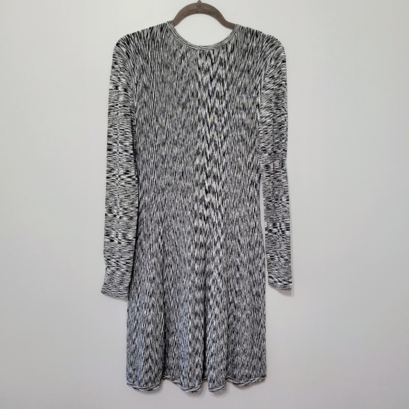 Shoshanna 'Becky' Black White Marled Space Dye‎ Long Sleeve Fit & Flare Dress, S - Picture 10 of 11